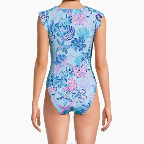 NWOT LILLY PULITZER Size 4 JOSSETTE Coral ONE-PIECE SWIMSUIT BAHAMAS BEACHCOMBER - Picture 4 of 13